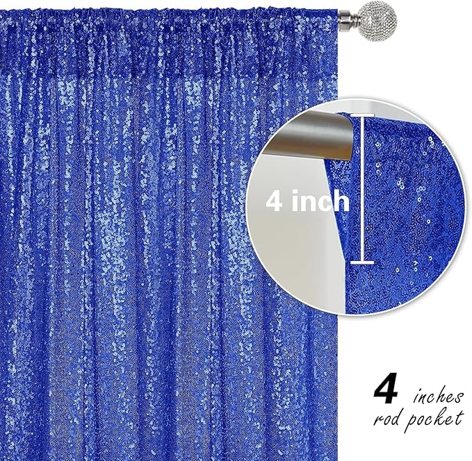 Navy Blue Sequin Backdrop Curtain 4 Pieces 2FTx8FT Glitter Photography Backdrop for Party Wedding Birthday Christmas Decorations