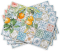 Maison d' Hermine Placemats Set of 4 100% Cotton Washable Cloth Place Mats, Reusable Table Mats for Kitchen Dining Decoration, Party, Wedding, Restaurant Spring/Summer (Agrume, 13" x 19")