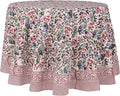 ATOSII Ambrosia 100% Cotton Round Boho Fall Tablecloth, Handblock Floral Table Cloth Linen for Kitchen Dining I Parties Wedding Outdoors Holidays I Fall Home Decor 60" Inches Round