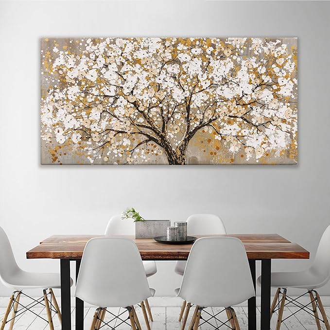 Large Wall Art For Living Room Gold Abstract Tree Of Life Modern Artwork Canvas Art Wall Decor Painting Tree Pictures Home Wall Decor Ready To Hang For Bedroom Decor 29" X 58"
