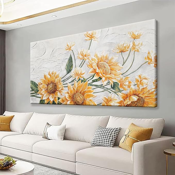 Suconvng Canvas Wall Art Living Room Home Wall Decor Modern Canvas Art Wall Decor 29x58 Inches Large Wall Art Elegant Sunflower Picture For Bedroom Dining Room Office Artwork