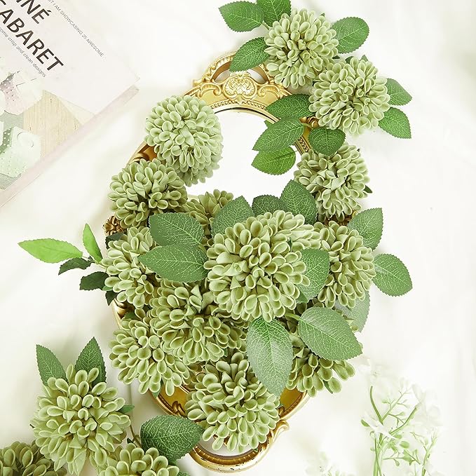 Artificial Flowers, 25pcs Artificial Rose for DIY Wedding Bouquets Centerpieces Arrangements, Elf Green and White Dahlia Flowers with Stem for Bridal Shower Party Home Decorations