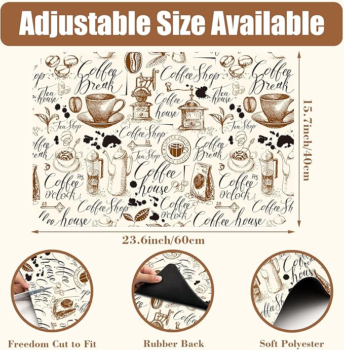 Dish Drying Mat Coffee House Coffee Bar Mat for Countertop Absorbent Rubber Backed Hide Stain Dish Drainer Rack Pad Espresso Machine Cafe Table Dining Room Decoration 15.7 x 23.6 Inch