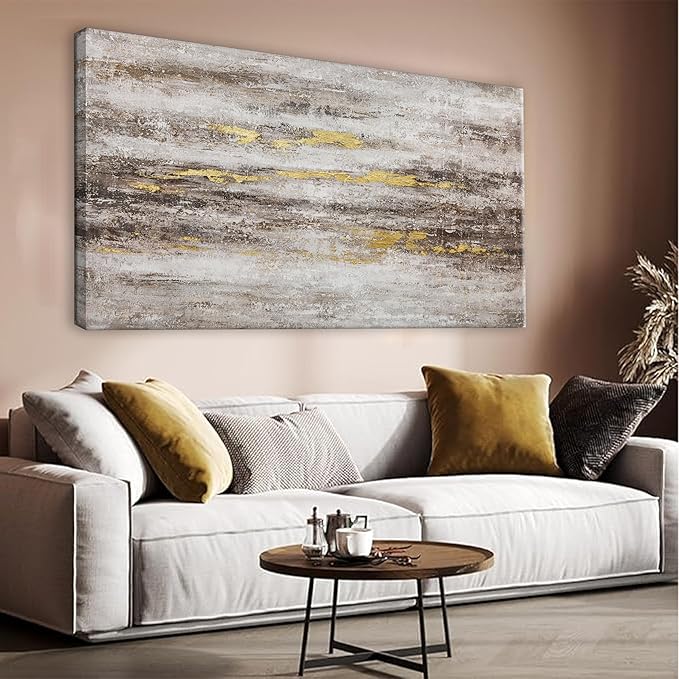 YISXINOAG Abstract Canvas Art Wall Decor Modern Artwork Maximalist Decor Picture Contemporary Brown And Gray Abstract Art Decor Artwork Bedroom Living Room Office Decoration 24x48 Inch