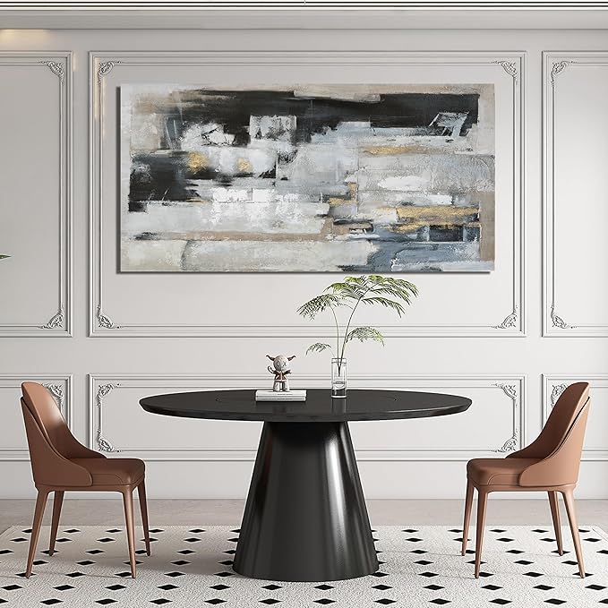 Suconvng Abstract Wall Art For Living Room Blue Grey Abstract Canvas Art Wall Decor Paintings Modern Background Artwork Abstract Wall Decor For Bedroom Office Can Be Hung 24×48 Inch