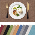 Homaxy Cloths Placemats for Dining Table Set of 6, Heat Resistant Washable Cotton Linen Blend Table Mats, Easy to Clean Place Mats for Indoor Outdoor Party Kitchen Decoration, 13" x 19", Brown