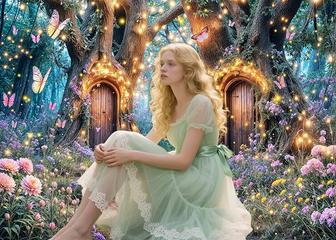 15X10ft Enchanted Forest Backdrop Fairy Enchanted Wonderland Garden Floral Butterfly Photography Background for Kids Girls Baby Shower Birthday Party Decoration Banner Cake Table Photo Booth Props