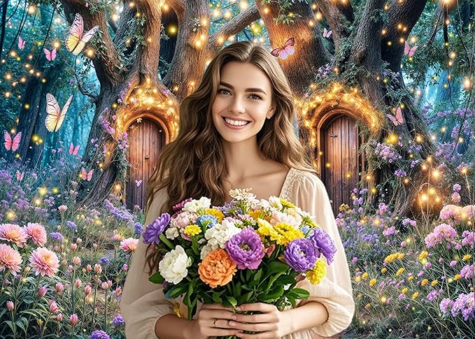 15X10ft Enchanted Forest Backdrop Fairy Enchanted Wonderland Garden Floral Butterfly Photography Background for Kids Girls Baby Shower Birthday Party Decoration Banner Cake Table Photo Booth Props
