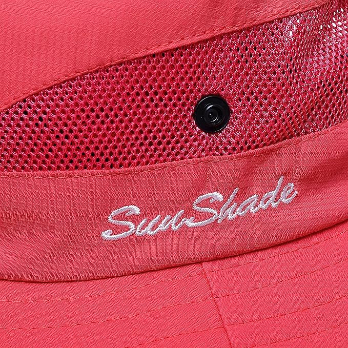 Womens Summer Sun Hat Beach Hat Wide Brim Outdoor UV Protection Hat Foldable Cool Mesh Ponytail Bucket Hat